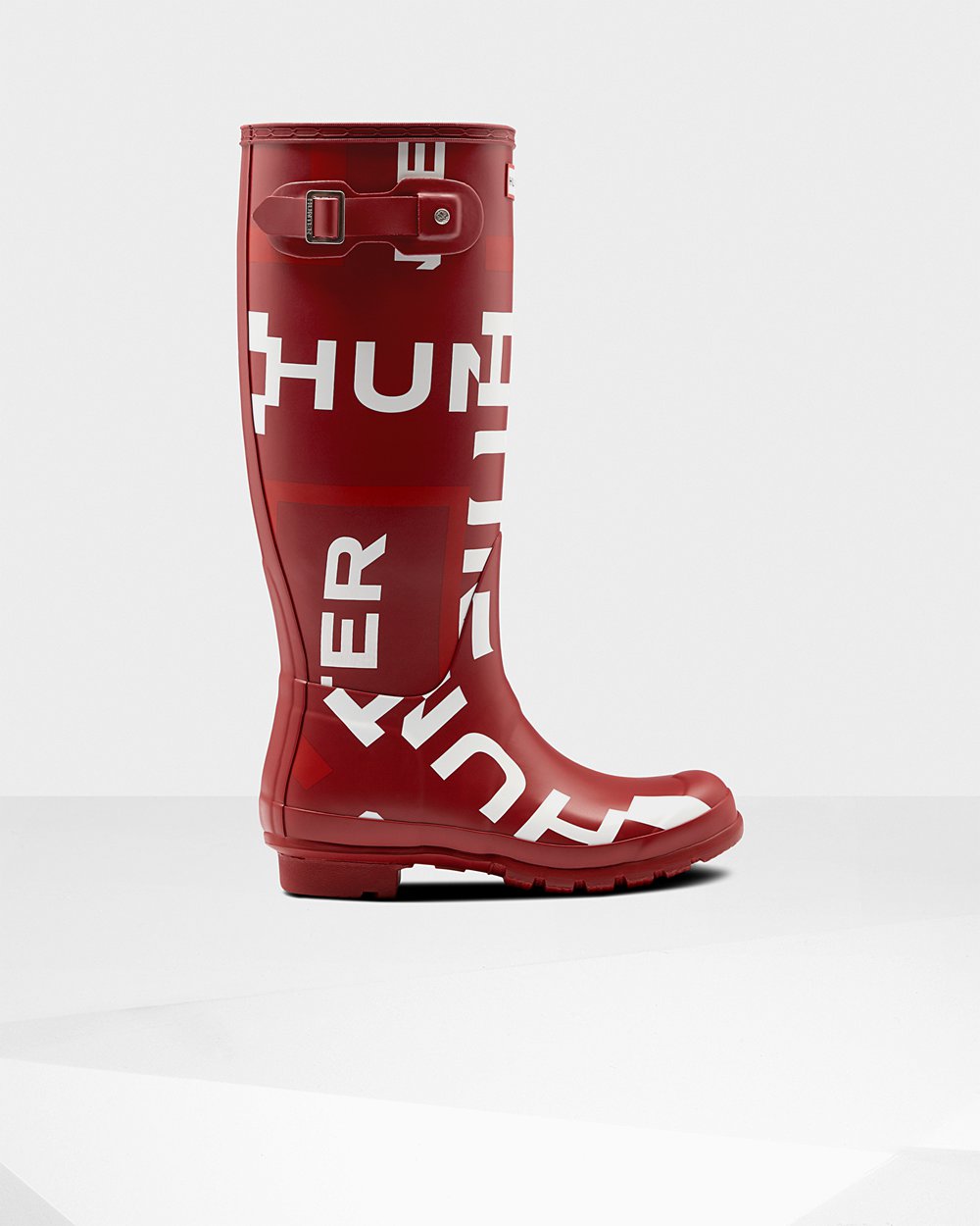 Botas De Altas Original Exploded Logo Hunter Mujer - Grises Rojos - 860745FHI